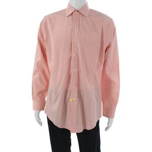 Brooks Brothers Mens Pink Check Button-Up Cotton Shirt 34/35 Size L